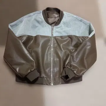 인조 가죽 데님 봄버 자켓