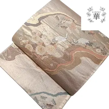 1890 화 후쿠로 오비 학 꽃 새 금