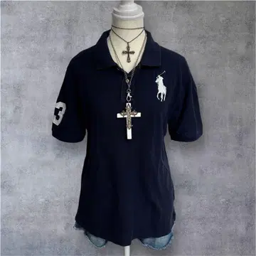 y2k 랄프 로렌 피케 셔츠 빅 포니 네이비 헤이세이 갸루 해외 걸