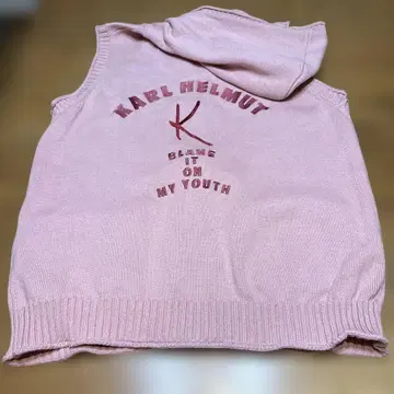 칼 헬무트 집업 썸머 니트 후드티 핑크