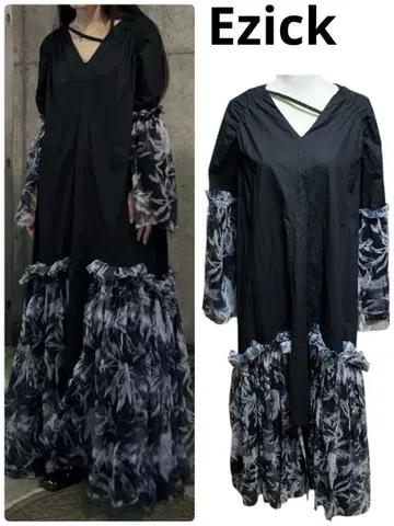 Ezick Bouquet 튤 스위치 셔츠 드레스 롱 원피스