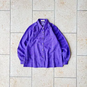 New Rock vintage 레트로 올 패턴 블라우스 퍼플 울 90s