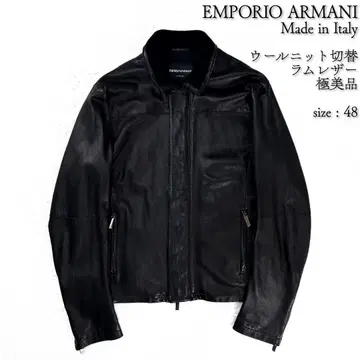 컨디션 최상 이탈리아제 울 니트 절개 엠포리오 아르마니 가죽 자켓