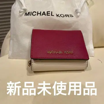 MICHAEL KORS 3단 접이식 지갑 화이트/레드