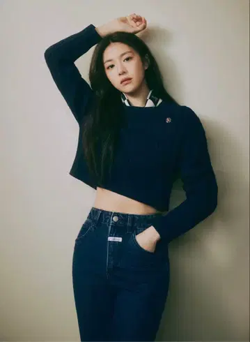 마리떼 프랑소와 저버 W 케이블 크롭 니트 네이비