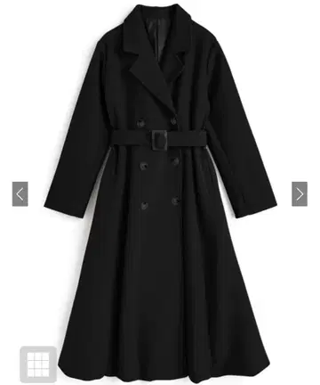 벨트 포함 페이크 울 플레어 롱 코트