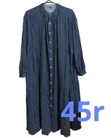 45r 복슬복슬 이중직 드레스 (인디고) 스트라이프 롱 원피스