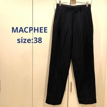 투모로우랜드 MACPHEE 네이비 스트라이프 울 팬츠 일본제