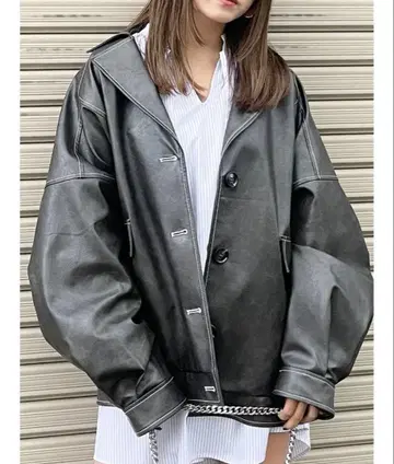 [ MURUA ] 인조 가죽 미들 자켓