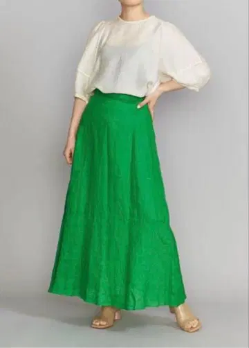 UNITED ARROWS 프렌치 린넨 맥시 스커트 그린 롱 스커트