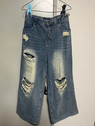 .kom 데미지 플레어 데님