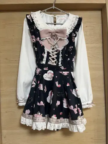 리즈리사 LIZLISA salon de fraise 패턴 셋업 블랙