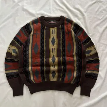 00's vintage 네이티브 무늬 니트 올 패턴 아메카지 캐주얼