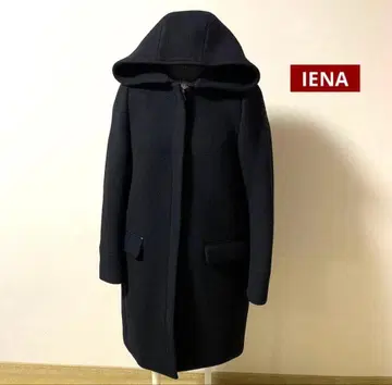 [ 미사용 새상품 ] IENA 후드 부착 네이비 롱 코트 36