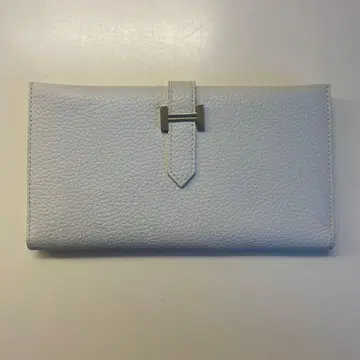 가죽 장지갑 이단 접이 화이트