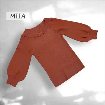 5부 소매 4WAY 리브 니트 V넥 U넥 오렌지 무지 MIIA