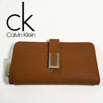 [ 미사용품 ] Calvin Klein / 라운드 지퍼 장지갑 브라운