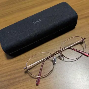 JINS 핑크 메탈 프레임 안경 케이스 포함 도수 없음