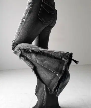 빈티지 라이크 프린지 스트레치 플레어 데님