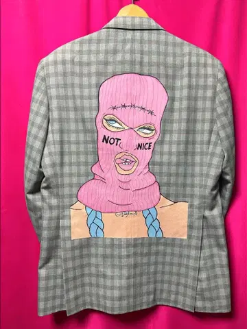 리메이크 페인트 발라클라바 갸루 테일러드 자켓 아트