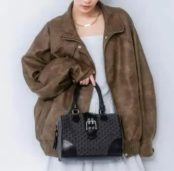 새상품 JEANASIS 빈티지 가죽 BIG 블루종 브라운