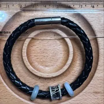 천연 가죽 뜨개질 가죽 팔찌 실버 925 구슬 반지 남성용 여성용