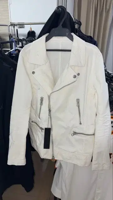 FUGA 화이트 데님 라이더 자켓 사이즈 46