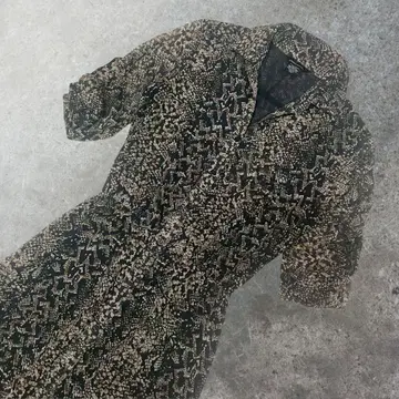 vintage 롱 원피스 올 패턴 뱀 패턴 플레어 셔츠 원피스 고급