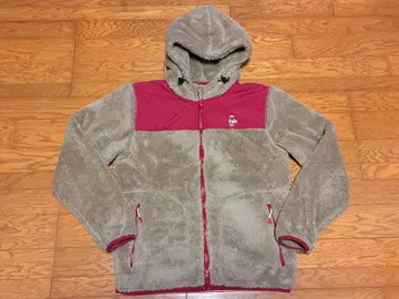 참스 CHUMS [ 플리스 자켓 ] 후드 부착 베이지/빨간색 L 사이즈