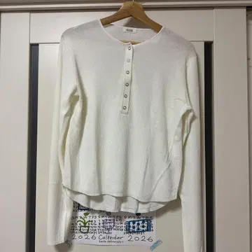 LOWRYSFARM 시어 헨리 니트 풀오버 LS L 사이즈