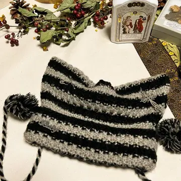 고양이 귀 니트 모자 지뢰계 / 서브컬쳐 / 고딕 / 펑크 / Y2K