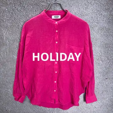 HOLIDAY 더블 거즈 오버 사이즈 셔츠 노카라