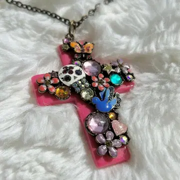 [ 새상품급 ] ANNA SUI 안나수이 크로스 목걸이 나비 비쥬 십자가