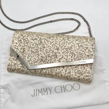 컨디션 최상 지미추 에미 체인 숄더백 지갑 글리터