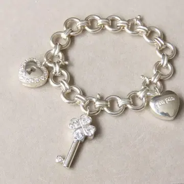 폴리폴리 실버 925 팔찌 하트 열쇠 자물쇠 참