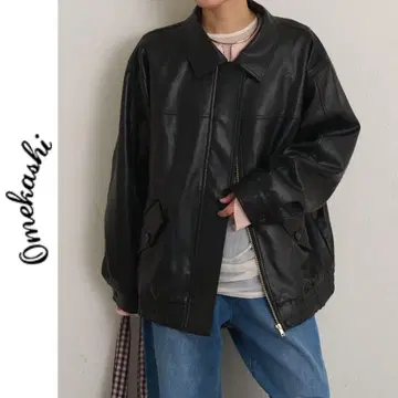 새상품 Omekashi 인조 가죽 블루종 오메카시 블랙