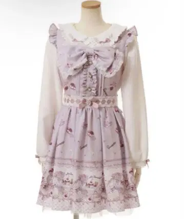 LIZLISA whip Bear Home Cafe 패턴 핑크 원피스