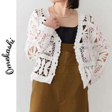 새상품 Omekashi 패치워크 크로셰 가디건 오메카시