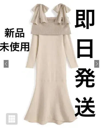 리본 샤기 오프숄더 리브 니트 원피스 ru1502 그레일 GRL