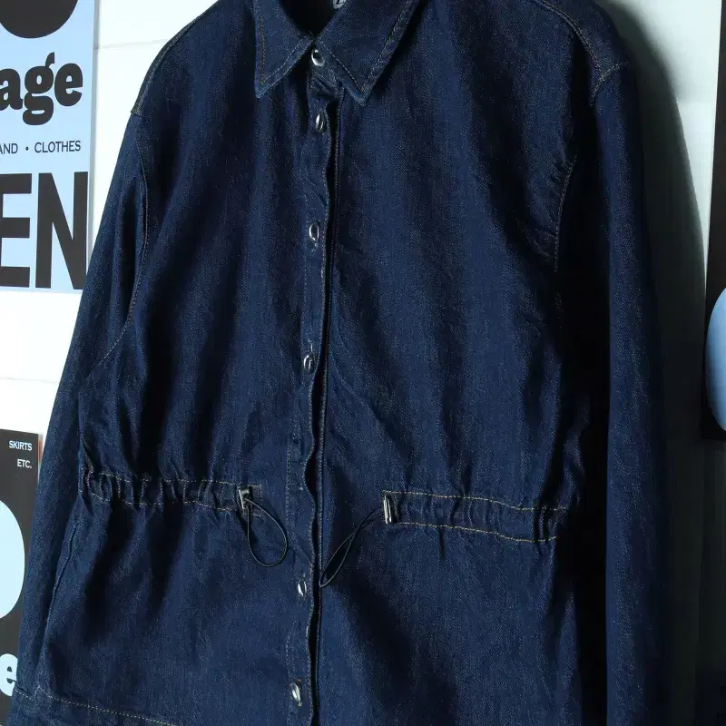 W(XL) 자라 집업 바람막이 점퍼자켓 인디고 데님 생지-178DC