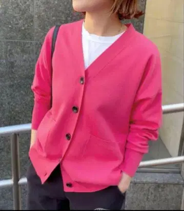 스픽 앤 스팬 더블 자카드 빅 가디건 핑크