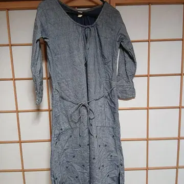 45r 튜닉풍 블루 긴팔 원피스