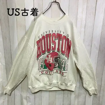 US 구제 의류 맨투맨 화이트 칼리지 미식축구 럭비공