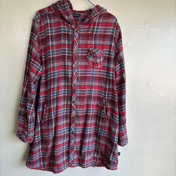 드럭스토어의 후드 부착 체크 셔츠 원피스