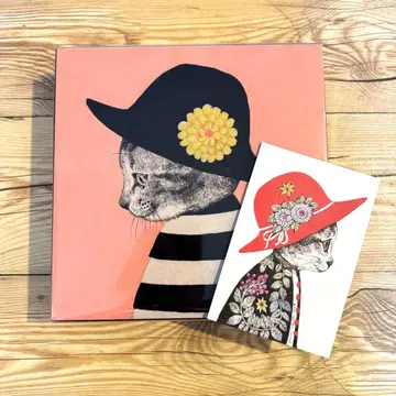 히구치 유코 보리스 잡화점 기프트 박스 모자 고양이 상자 엽서