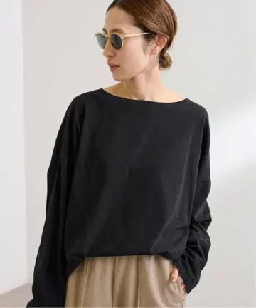 [ FRAMeWORK ] 드라이 터치 코튼 L/Tee 블랙