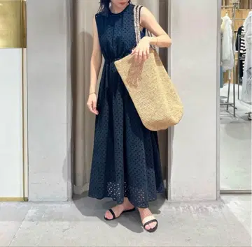 Y073 시너리 컷워크 레이스 롱 드레스 F 블랙 이너 포함