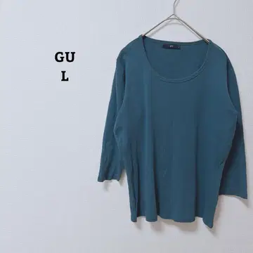 지유 티셔츠 7부 소매 스트레치 면100 캐주얼 L