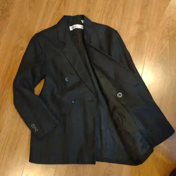 [빈티지] 블랙 린넨 더블 자켓 불가리아 제조