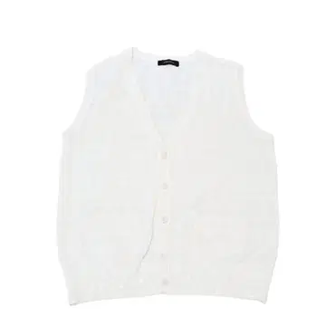 ILPRIMO 슬리브리스 가디건 V넥 베스트 린넨 아크릴 [ M ]